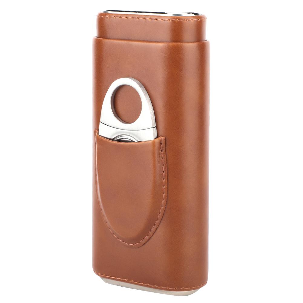 Brouk & Co. Ashton 3-Cigar Leather Case with Cutter