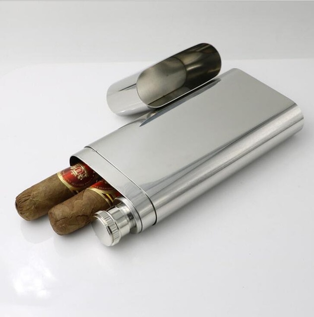 Stainless Steel Silver Cigarette Case Tobacco Pocket Pouch Holder Box Cigar