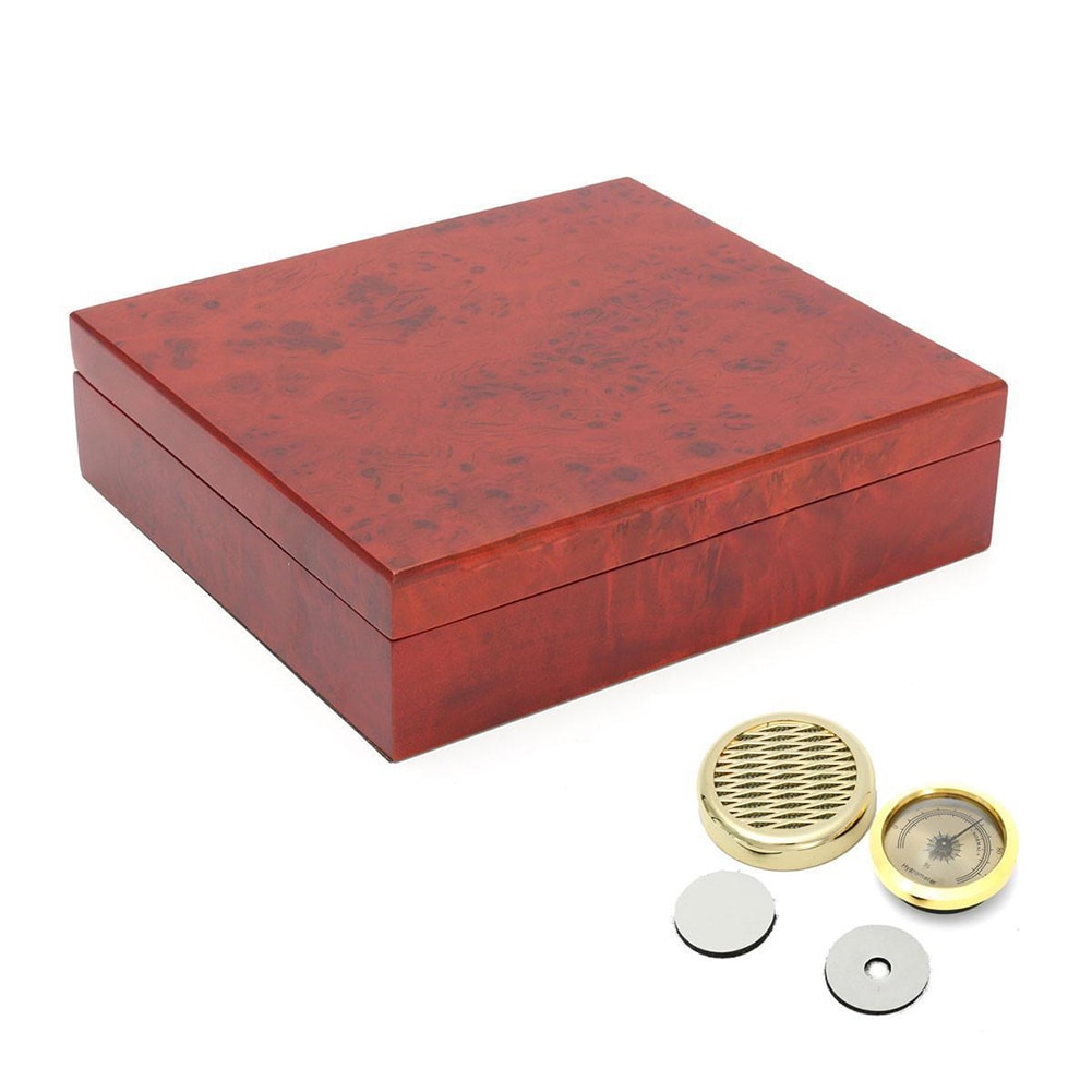 Desktop Cigar Humidor With Gold Plated Hygrometer • The Gentleman's Flavor