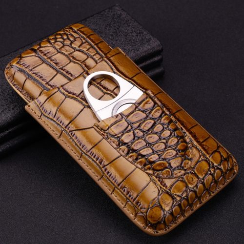 Luxury Brown Leather Cigar Case With Cutter by Vintage Gentlemen – Poe and  Company Limited